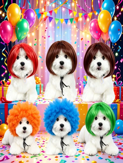 1pc Bob Style Pet Wig, Adjustable Funny Cosplay Hair Accessory For Dogs & Cats, Perfect For Party & Photo Shoots Bright Eye-Catching Costume Accessory For Dog Cat Halloween, Christmas & Birthday Parties