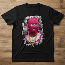Rebel Renaissance Pink Balaclava Marble Bust Graphic Tee - Culture Clash Collection - Negro - Ver 8