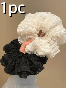 2/1件装甜美蕾丝双层大号发圈，芭蕾舞鞋式高弹力马尾辫发带 - 彩色 - 查看 12
