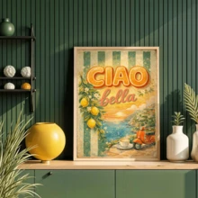 1-Piece Italian Seaside Poster, Mediterranean-Style Travel-Themed Print, Amalfi Lemon Decoration, Italian-Style Wall Decoration. - A - View 4