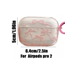 Apple 1/2/3/4, Pro/Pro2 Protective Case, Pink Bow Design With Keychain, Travel Protection Accessory - Multicolor - View 10