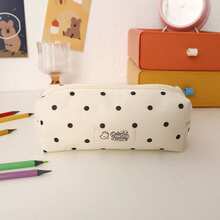 可爱波点铅笔盒，时尚黑白波点图案笔袋，大容量文具包，适合少女和学生，返校季必备（随机拉链） - 筆袋 - 查看 16