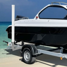 Postes guía ajustables para remolque de barco – 40" de acero galvanizado resistente con cubiertas de PVC, ajuste universal, carga fácil para lanchas de esquí, pesca y veleros – 2 piezas, altura de 43" - Sin luz - Ver 4