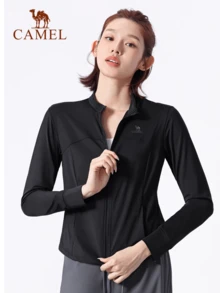 CAMEL CROWN 户外女士春季防晒夹克 清凉修身立领防紫外线透气长袖原创纱线防晒服 - 幻影黑 - 查看 3