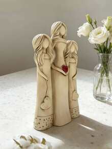 A Unique Mother's Day Gift - A Resin Family Angel Sculpture Full Of Love, Suitable For Placing In The Living Room, Bedroom, Foyer, Study Or On The Coffee Table. This Is A Heartwarming Mother's Day Gift. - A - View 3