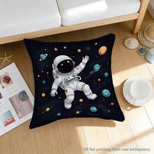 MEMNUN 1pc Cartoon Astronaut & Planet Print Pillow Cover [No Pillow Insert], 17.7*17.7in(45*45cm)/19.69*19.69in(50*50cm)/15.75*15.75in(40*40cm), [Single-Sided Printing] Farmhouse Style Polyester Throw Pillow Case For Sofa, Bed, Living Room, Bedroom, Car, Office, Hotel Decor, Perfect Gift For Family And Friends, All Seasons - Multicolor - View 7
