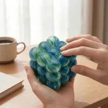 5cm Nee Doh Flow Pattern Cube Malt Syrup Ultra-Thin Squishy - Cube Stress Relief Toy, Sticky Slow-Rebound Pressure Reducing Gadget, Creative Desk Soothing Gift - Festival Gift, Creative Surprise, Perfect Present - Multicolor - View 6