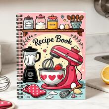 1pc Cute Baking Recipe Spiral Notebook, Pink Kitchen Cartoon Mixer And Whisk Design Recipe Journal, Recipe Organizer For Home Baking Enthusiasts, Perfect As Birthday, Christmas, Housewarming Gift For Baking Lovers - A - View 5