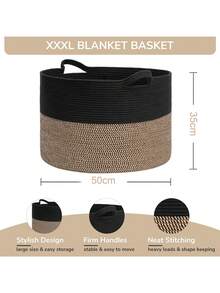 1pc Nordic Woven Storage Basket, Thick Foldable Laundry Organizer, Large Toy Basket For Home Bedroom Living Room, Durable Handmade Wicker Basket, Boho Decor Container For Clothes Blanket Organization - Multicolor - View 11