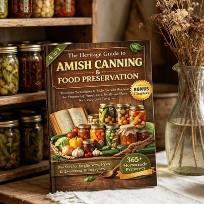 1pc The Heritage Guide To Amish Canning & Food Preservation, Hardcover Recipe Book With 365+ Homemade Preserve Recipes, 4-In-1 Beginner Friendly Guide To Canning Vegetables & Fruits, Ideal For Home Cooks, Preppers & Preserving Enthusiasts.