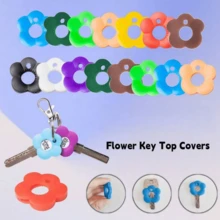 4/8/12/16/20Pcs Multicolor Flower Shaped Silicone Keycap Set-Durable Key Protection Covers With Color-Coded Design, Easy Install Key Chain Organizer, Suitable For Home, Office, Party And Key Management - Multicolor - View 4