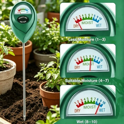 Soil Test Meter, Plant Moisture Meter, Plant Watering Detector, Home Potted Plant Soil Moisture Meter, Suitable For Garden, Lawn, Farm, Indoor, Yard And Outdoor Use, Battery-Free