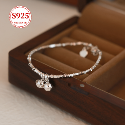 Pulsera hipoalergénica de plata 925 Versión coreana Diseño de nicho Pulsera de viento frío Plata rota Unos pocos onzas Pulsera femenina Diseño de nicho Pulsera de plata rota Pulsera de lujo ligero Sentido avanzado de Dinging Pulsera femenina Diseño de nicho Sentido avanzado simple