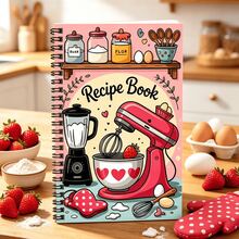 1pc Cute Baking Recipe Spiral Notebook, Pink Kitchen Cartoon Mixer And Whisk Design Recipe Journal, Recipe Organizer For Home Baking Enthusiasts, Perfect As Birthday, Christmas, Housewarming Gift For Baking Lovers - A - View 2