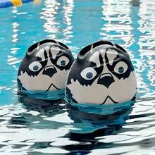2pcs Silicone Swimming Cap, Funny Husky Pattern, High Elasticity Waterproof Non-Tight, Suitable For Pool Activities, Unisex, Professional Swimming Gear, Novelty Swimming Cap - Black - View 3