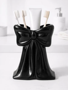 1pc Nordic Style Bowknot Toothbrush Holder, Electric Toothbrush Stand, Cosmetic Storage Rack, Toothbrush Organizer, Decorative Desktop Organizer, Elegant Room Decor, Home Decor, Space-Saving Storage, For Kitchen, Bathroom, Bedroom - Multicolor - View 7