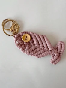 Handmade Woven Keychain, Fashion Creative Mini Fish Keychain Rope, Minimalist Pendant, Handmade Woven Keychain, Fashion Creative Mini Fish Keychain, Bag Charm, Woven Mini Fish Bag Charm, Woven Mini Fish Bag Accessory, Rope Bag Charm, Woven Rope Bag Charm, Animal Bag Charm, Alloy Bag Charm, Chain Bag Charm, Holiday Gift - Multicolor - View 5