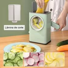 Cortador Fatiador de Leguminosas Portátil Manual 3 em 1 com Lâminas de Aço Inox - Verde - Visão 3