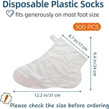 100Pcs Transparent Disposable Foot Peel Mask Covers , Waterproof Exfoliating Foot Care Film For Soft Feet With Fixing Stickers | Home Spa Treatment, Disposable Foot Spa Covers - 100個/50雙 - 查看 3