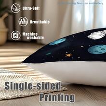 MEMNUN 1pc Cartoon Astronaut & Planet Print Pillow Cover [No Pillow Insert], 17.7*17.7in(45*45cm)/19.69*19.69in(50*50cm)/15.75*15.75in(40*40cm), [Single-Sided Printing] Farmhouse Style Polyester Throw Pillow Case For Sofa, Bed, Living Room, Bedroom, Car, Office, Hotel Decor, Perfect Gift For Family And Friends, All Seasons - Multicolor - View 3