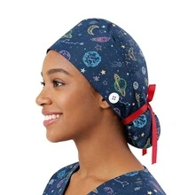1 pieza Gorro quirúrgico estampado para mujer, gorro de enfermera, diadema multifuncional para cola de caballo, adecuado para hospitales veterinarios, instituciones de estética médica, hoteles, restaurantes, industria alimentaria, Halloween, San Valentín, gorro para cabello largo, playa, viaje - Multicolor - Ver 5