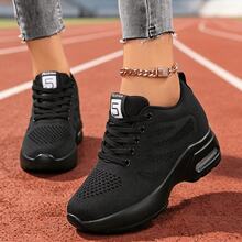 Women's Thick Soled Walking Shoes, Breathable, Comfortable And Height Increasing - 黑色 - 查看 6
