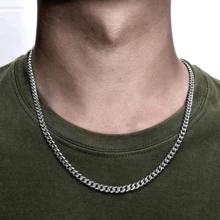 1pc New Fashion Stainless Steel Chain Necklace For Men - Necklace - View 3