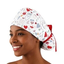 1 pieza Gorro quirúrgico estampado para mujer, gorro de enfermera, diadema multifuncional para cola de caballo, adecuado para hospitales veterinarios, instituciones de estética médica, hoteles, restaurantes, industria alimentaria, Halloween, San Valentín, gorro para cabello largo, playa, viaje - Multicolor - Ver 36