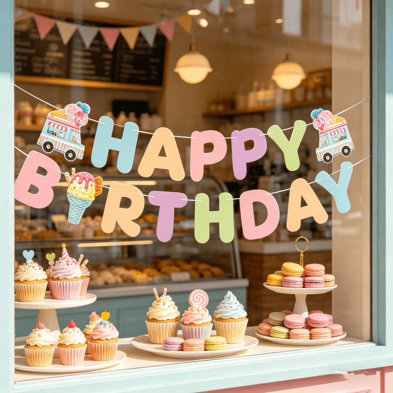 一套冰淇淋主题生日派对装饰,马卡龙色甜美冰淇淋车主题生日派对装饰,夏季冰淇淋甜点生日装饰拱门,适用于生日派对、节日、活动、夏季冰淇淋派对用品,男女通用 - 生日雪糕鋪 - 查看 1