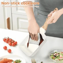 Chảo rán chống dính hình chữ nhật kiểu Nhật, chảo trứng hình chữ nhật, bộ chảo nhỏ, bao gồm thìa silicon, dễ dàng làm trứng ốp la dày kiểu Nhật, dẫn nhiệt đều, tiết kiệm thời gian và công sức, dễ vệ sinh lớp chống dính, chảo làm trứng ốp la (Tamago Yaki) dùng trong gia đình, chảo chống dính Maifanstone, chảo rán, kèm theo dụng cụ cạo silicon và cọ phết dầu. - Nhiều màu - Xem 7