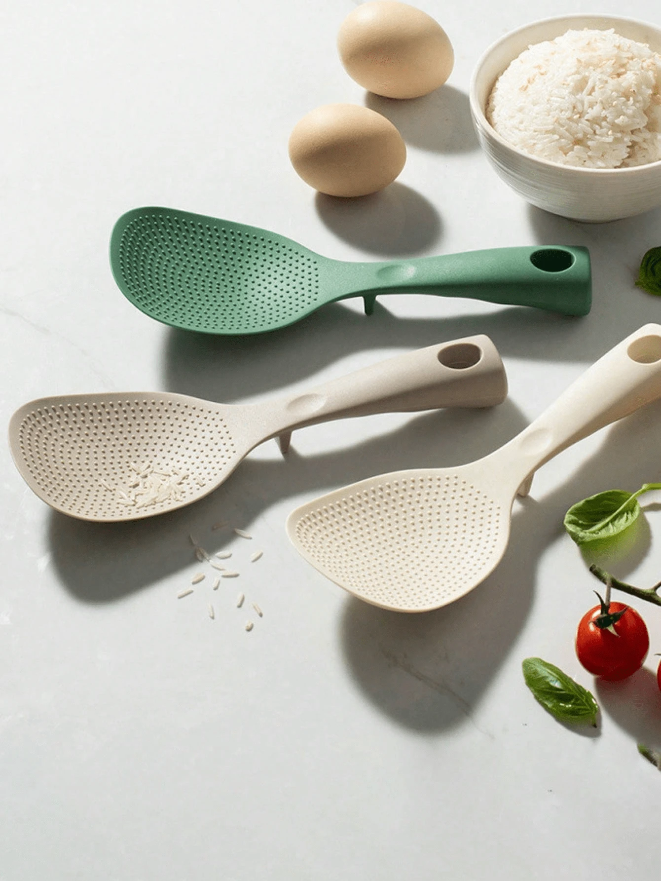 1 pezzo Mestolo in silicone per riso con supporto, adatto per cuociriso, pentole e padelle, mestolo per riso antiaderente e resistente al calore, design ergonomico con foro per appendere, facile da pulire, resistente al calore fino alla lavastoviglie, disponibile in più colori, forniture da cucina - Visualizzare 1