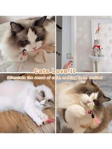 Đồ chơi cần câu lông vũ cho mèo (1 cái/3 cái), cần câu nhẹ, giúp mèo luyện tập khả năng nhảy và cắn, có chuông nhỏ, thiết kế cần dài linh hoạt, mang đến những giờ phút chơi tương tác thú vị cho cả mèo con và mèo trưởng thành, đồ chơi bền và chống cắn. - Đồ chơi mèo hình sâu bướm nhiều màu sắc - Xem 8