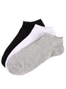 1/3/10/12 Pairs Black White Grey Three-Color Unisex Boat Socks, Sweat-Absorbing, Breathable, Simple And Comfortable, Suitable For Daily Wear - Multicolor - View 9