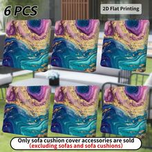 1pc/2pcs/6pcs/8pcs Vibrant Abstract Marble Texture Design Outdoor Sofa Covers, Colorful Digital Printed Patterns, Machine Washable Patio Cushion Covers With Elastic Hem, Outdoor Sofa Seat Cushion Slipcovers, Patio Furniture Covers, Living Room Furniture Protectors, Suitable For Garden, Park, Indoor And Outdoor Sofas, Sectional Sofas And Armchairs - A - View 12