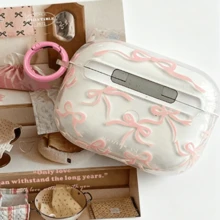 Apple 1/2/3/4, Pro/Pro2 Protective Case, Pink Bow Design With Keychain, Travel Protection Accessory - Multicolor - View 8