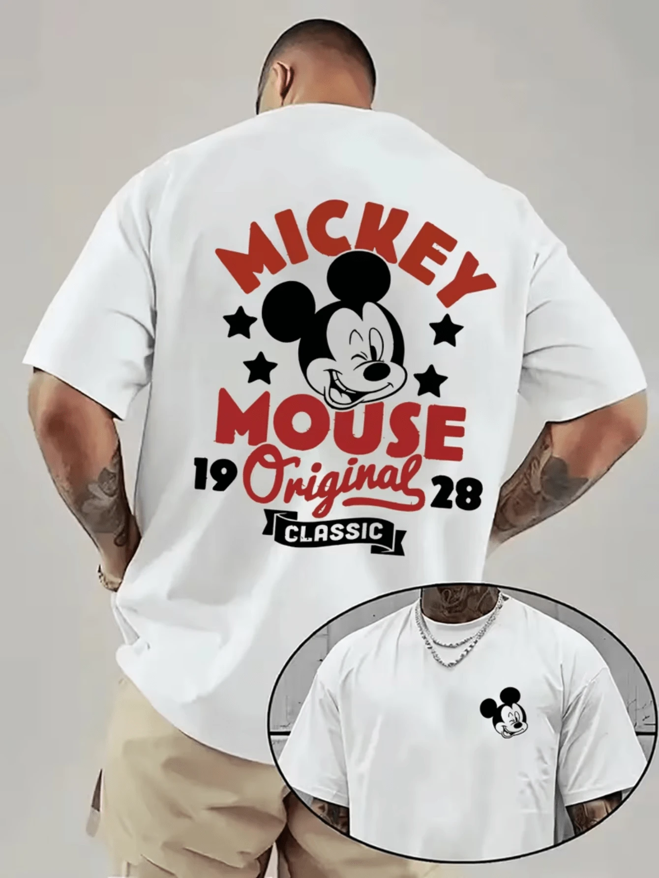 [Licencia oficial de Disney] Camiseta gráfica de manga corta con cuello redondo y estampado pequeño en el pecho, con el clásico Mickey Mouse de Disney de 1928 en un diseño retro y desgastado, para uso casual de verano, ropa de hombre, camisetas gráficas, prendas de vestir de Disney para hombres, camisetas, camisas de hombre, ropa de verano, regalo perfecto para familiares y amigos, necesario para fiestas de cumpleaños, camisetas de Disney, ropa de hombre, ropa de verano, camisetas de Disney con licencia oficial, moda casual de primavera/verano de Disney para hombres y mujeres con camisetas de manga corta - Blanco - Ver 1