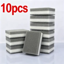 10 miếng bọt biển hai mặt màu xám không làm trầy xước, dụng cụ cọ rửa nhà bếp, nồi niêu xoong chảo, dụng cụ vệ sinh nhà cửa. - 10 cái - Xem 10