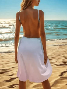 Đầm quấn bằng chiffon in họa tiết chuyển màu dành cho nữ, kiểu dáng mùa hè, thích hợp cho kỳ nghỉ hè. - Nhiều màu - Xem 2