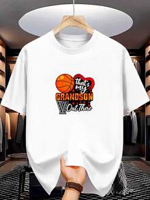 Camiseta de Baloncesto para Hombre: Con un Estampado de Mi Nieto en el Canasta, Hecha de Material de Alta Calidad, Resistente y Elegante para Uso Casual - Blanco - Ver 9