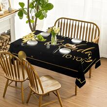 1pc Happy Birthday Pattern Printed Tablecloth - 100% Polyester, Rectangular, Woven, Suitable For Home Kitchen Dining Room, Party Dinner, Picnic, Date, Wedding, Birthday Party Decoration, Indoor & Outdoor Use - MultiWarna - View 16