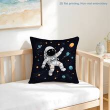 MEMNUN 1pc Cartoon Astronaut & Planet Print Pillow Cover [No Pillow Insert], 17.7*17.7in(45*45cm)/19.69*19.69in(50*50cm)/15.75*15.75in(40*40cm), [Single-Sided Printing] Farmhouse Style Polyester Throw Pillow Case For Sofa, Bed, Living Room, Bedroom, Car, Office, Hotel Decor, Perfect Gift For Family And Friends, All Seasons - Multicolor - View 5