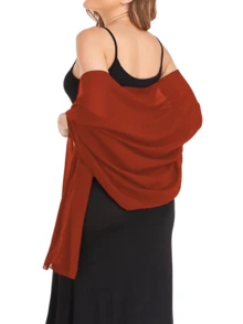 Xale de chiffon ideal para noivas, festas de casamento, vestidos de noite e ocasiões especiais. Também é essencial para viagens e pode ser usado como toalha de praia. - Vermelho-alaranjado - Ver 5