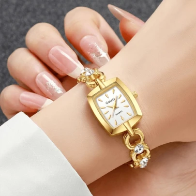 1件装女士石英表，优雅简约复古方形表盘，适合日常佩戴、派对装饰、母亲节、情人节、各种节日，是送给朋友和母亲的理想礼物。