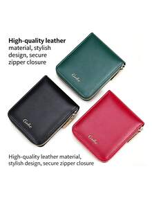 Women's Minimalist Zipper Coin Purse, Compact High-End Niche, Multi-Function Card Holder Wallet - Multicolor - View 1