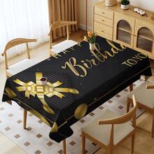 1pc Happy Birthday Pattern Printed Tablecloth - 100% Polyester, Rectangular, Woven, Suitable For Home Kitchen Dining Room, Party Dinner, Picnic, Date, Wedding, Birthday Party Decoration, Indoor & Outdoor Use - MultiWarna - View 13