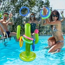 2 Sets Inflatable Cactus Ring Toss Game, PVC Tear-Resistant Material, Portable And Easy To Store, Beach Pool Outdoor Throwing Toy, Party Water Park Interactive Prop - Multicolor - View 11