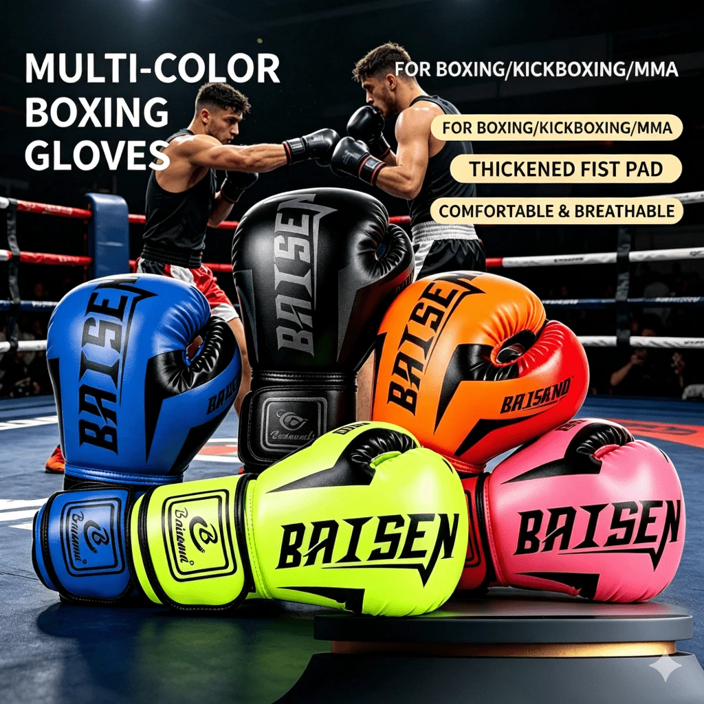 1 par de guantes de boxeo de malla transpirable para adultos, adecuados para entrenamiento de kickboxing, gimnasio y uso en el hogar - Multicolor - Ver 1