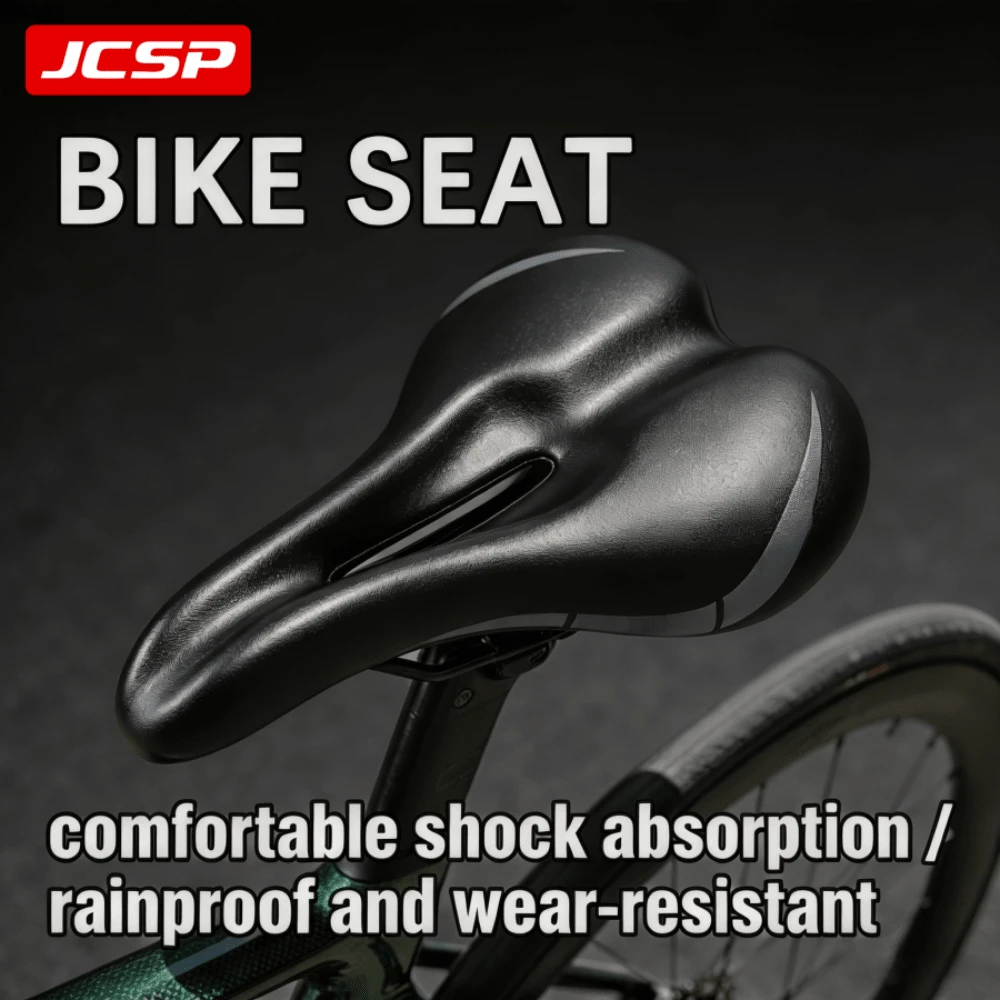 JCSP Comfortable Bicycle Seat, Perforated Ventilation Design, Waterproof And Wear-Resistant Widened And Thickened Seat Surface Bicycle Saddle, Suitable For Road And Mountain Bikes - Multicolor - View 1