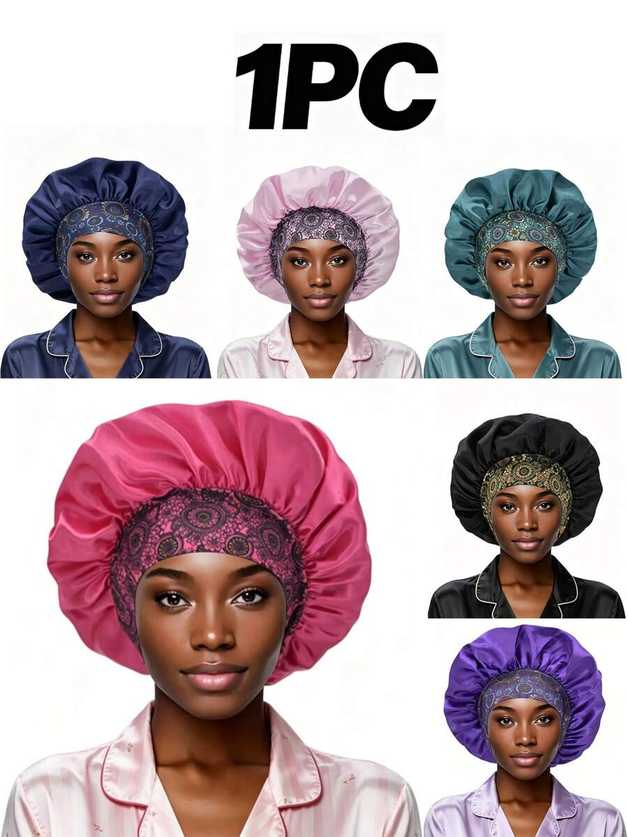 1pc Bonnet Women For Sleeping Wide Brim Elastic Band Printe(Random Print Pattern) Boho