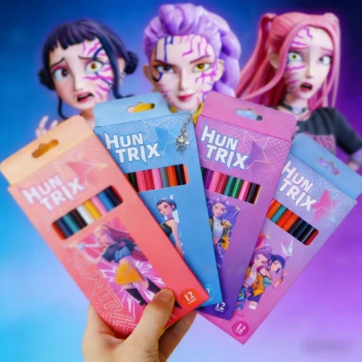 Hasbro 12pcs / 1box 2026 K-POP Witch Hunting Group Colored Pencils, Crayons, Cartoon Student Pencils, K-POP Stationery Set Witch Hunting Group / Demon Hunting Team / Devil Hunting Squad K-POP Themed Anime Cartoon 2B Pencils, Suitable For Writing And Can Also Be Given As Gifts: Birthday Gifts, Back-To-School Gifts, Party Favors, Various Holiday Gifts, Graduation Commemorative Gifts [Style Sent At Random]